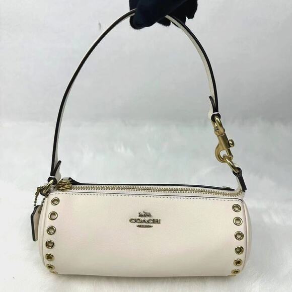 Coach Nolita Barrel Bag Wristlets Grommets Chalk Smooth Leather NWT CZ013 - Picture 1 of 14